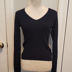 Express Black V-Neck Long Sleeve Sweater